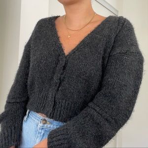 Topshop Cropped Charcoal Cardigan
